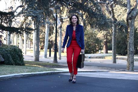 14/01/2020. The Minister for Industry, Trade and Tourism, Reyes Maroto, walks through the gardens of La Moncloa
